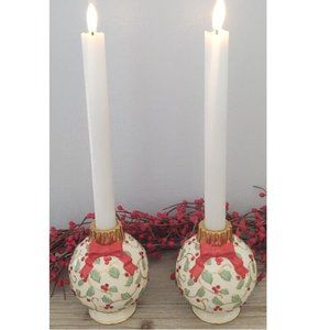 Lenox Rare Pawaueh Christmas Ball Ornament Candle Holder Set